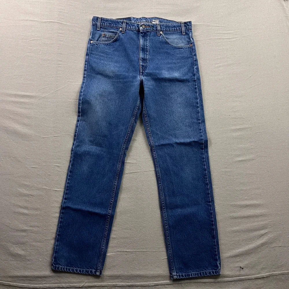 VTG Levis 505 Mens Orange Tab Regular Fit Straight Leg Jeans Medium Wash 37x32.5